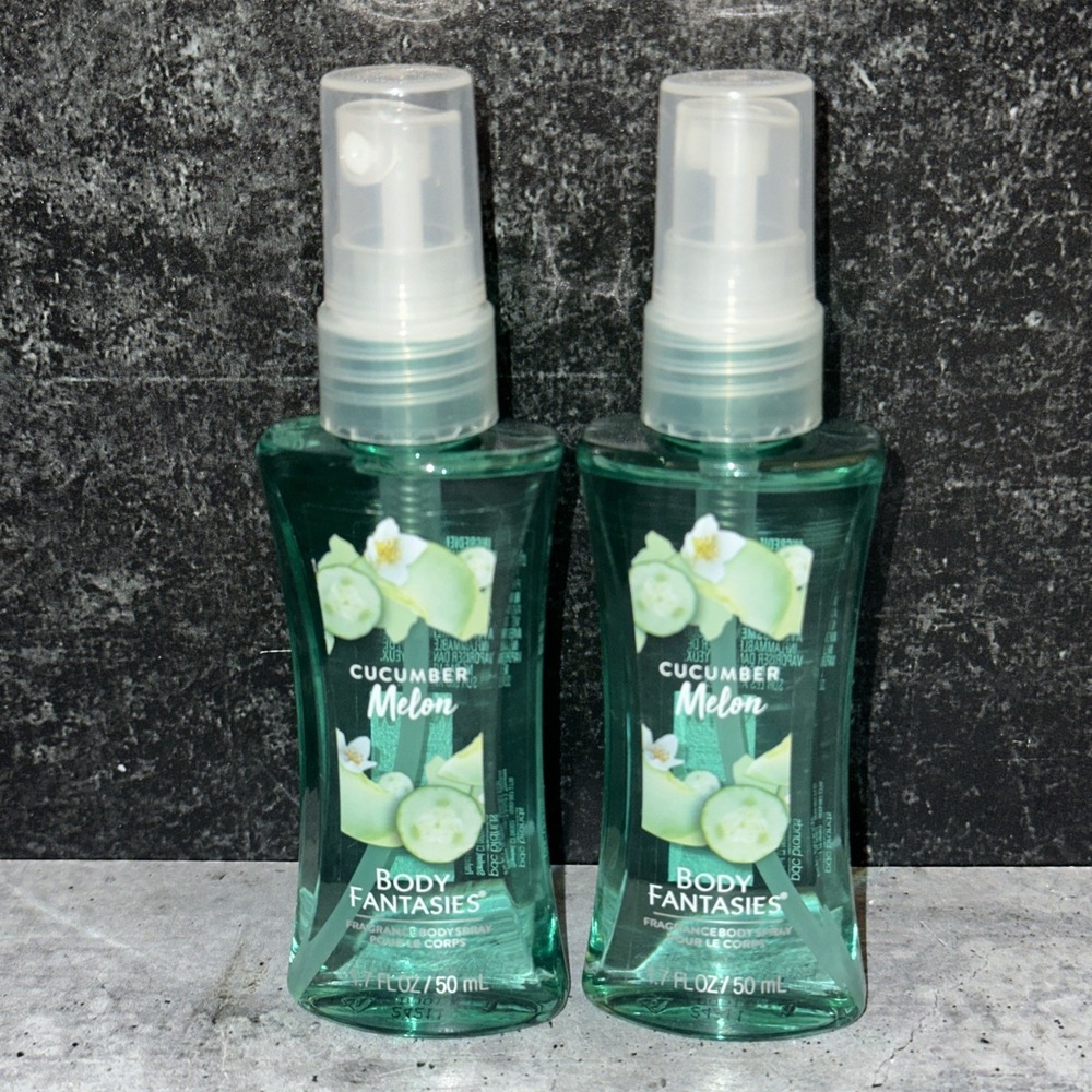 2 Lot Body Fantasies Cucumber Melon Body Spray 1.7 oz Ea